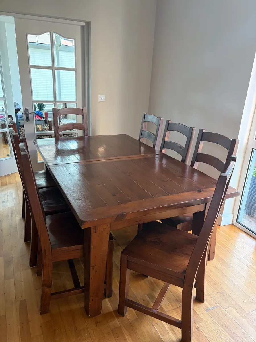 Solid Wooden Dining Table with 8 Chairs - Image 1