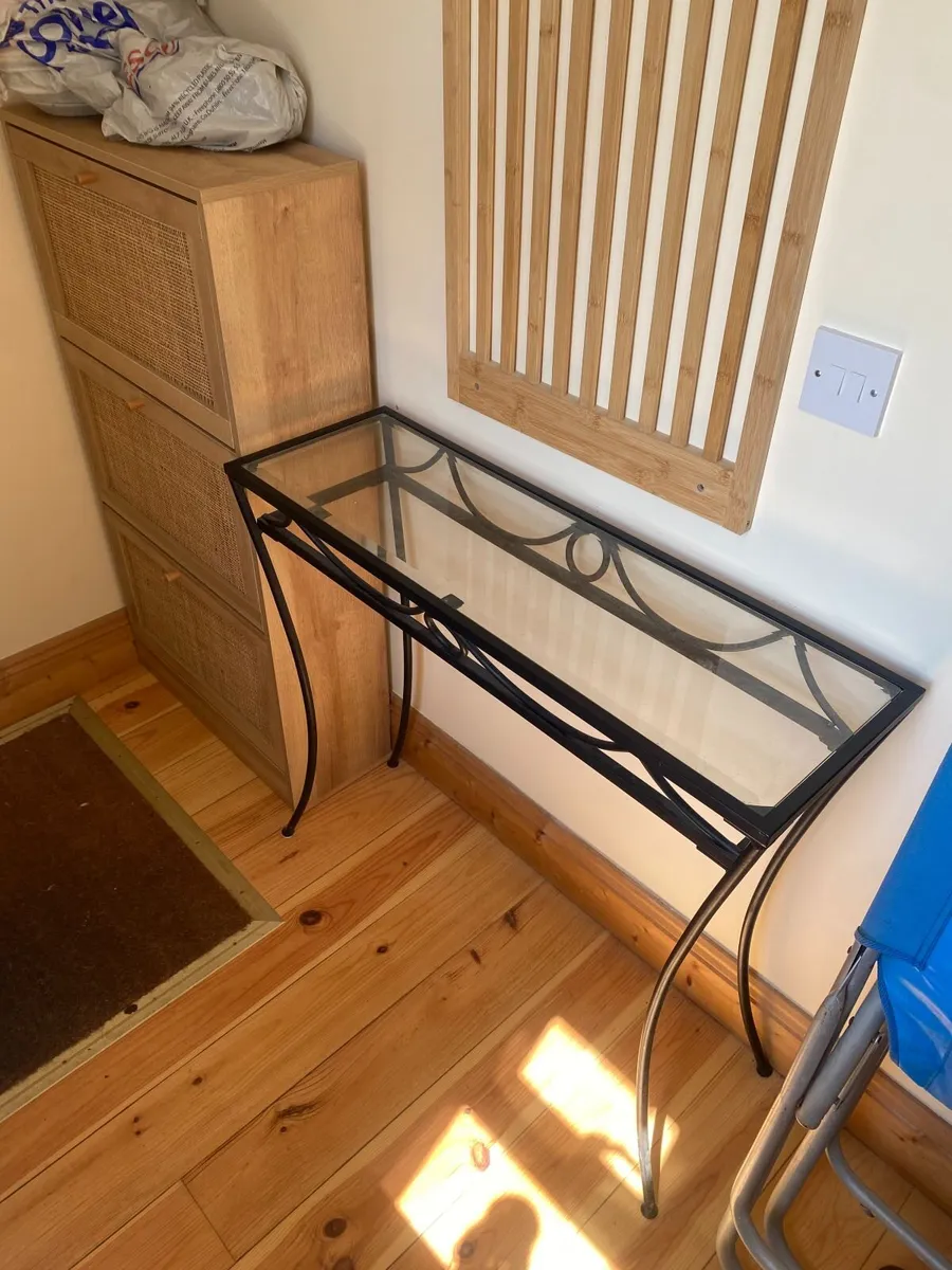 Free black and glass hall & coffee table - Image 2