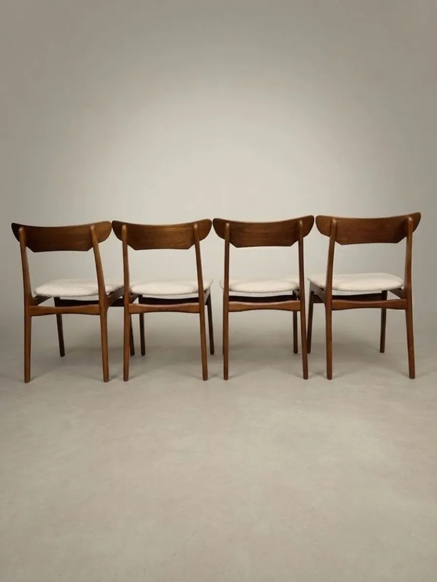 Iconic Danish Mid-Century Teak & Wool Dining Chairs by Schionning & Elgaard - Image 3