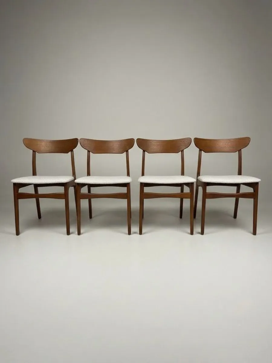 Iconic Danish Mid-Century Teak & Wool Dining Chairs by Schionning & Elgaard - Image 4