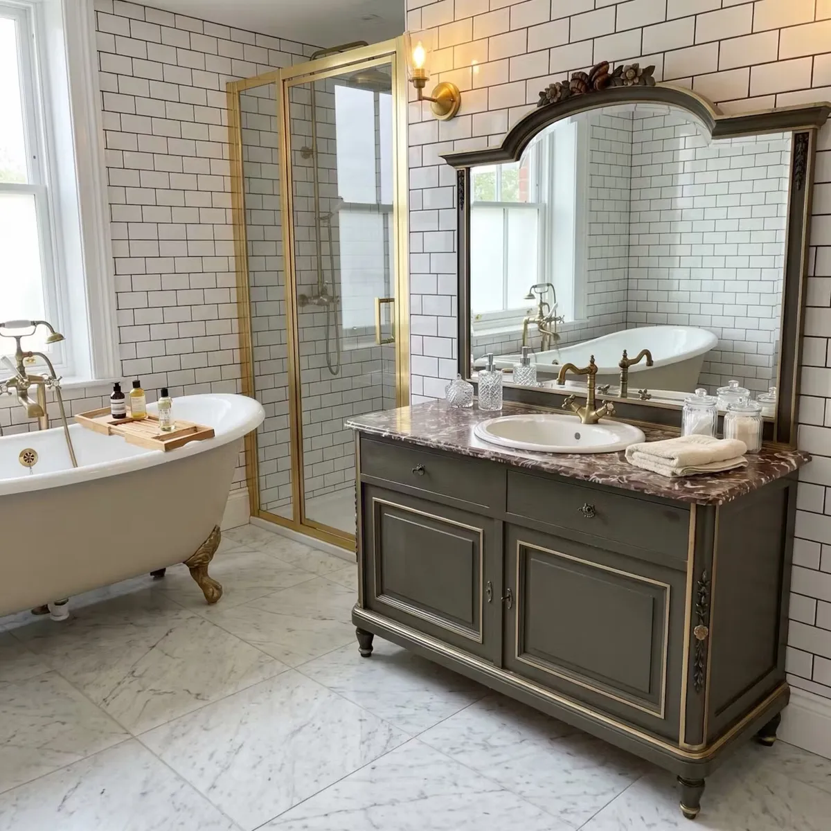Very nice old French washstand with mirror - Image 3