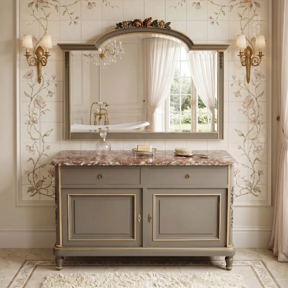 Very nice old French washstand with mirror - Image 1
