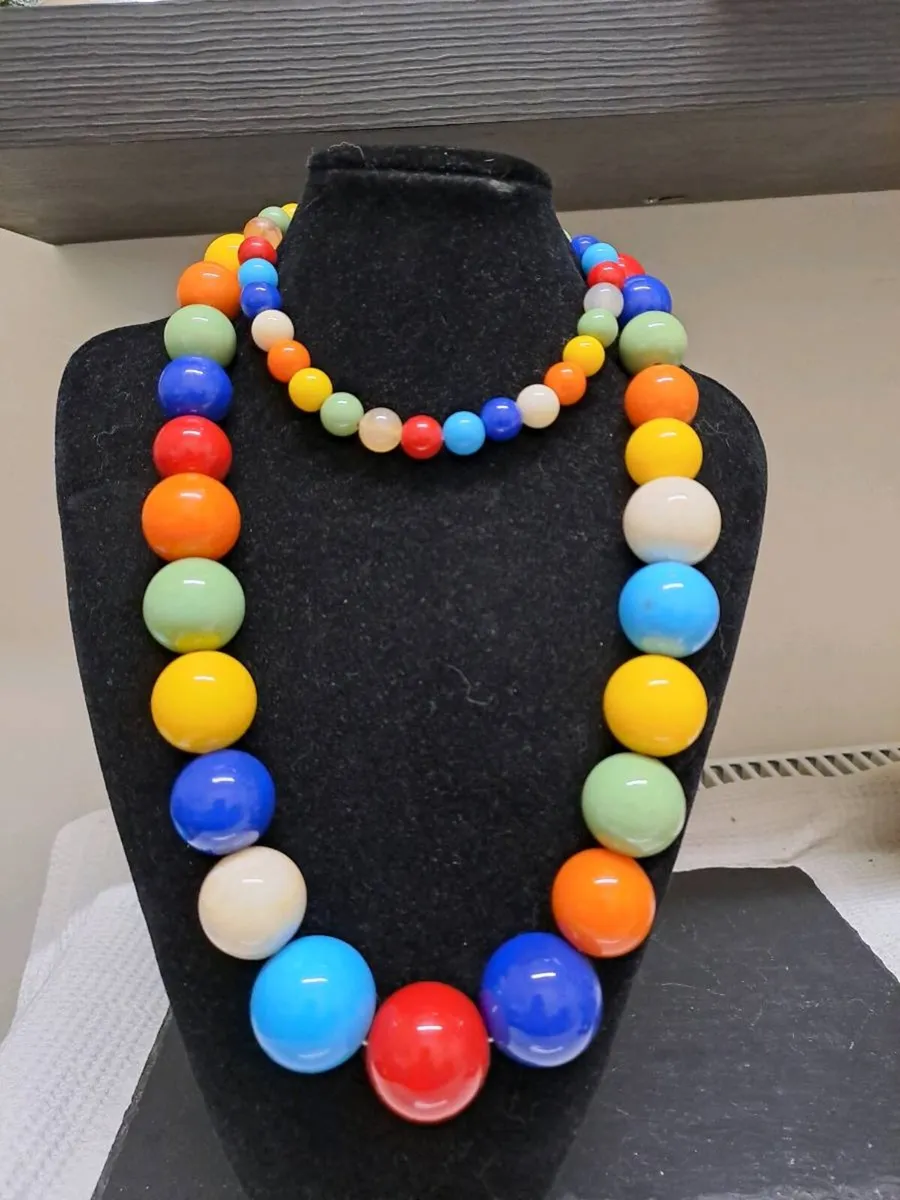 Vintage Colourful Retro Statement Necklace - Image 1