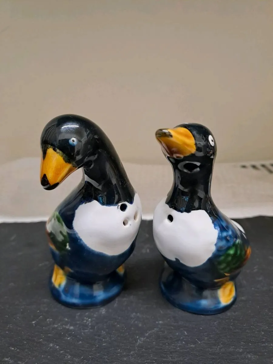 Vintage Ceramic Duck Salt Pepper Shakers Pair - Image 1