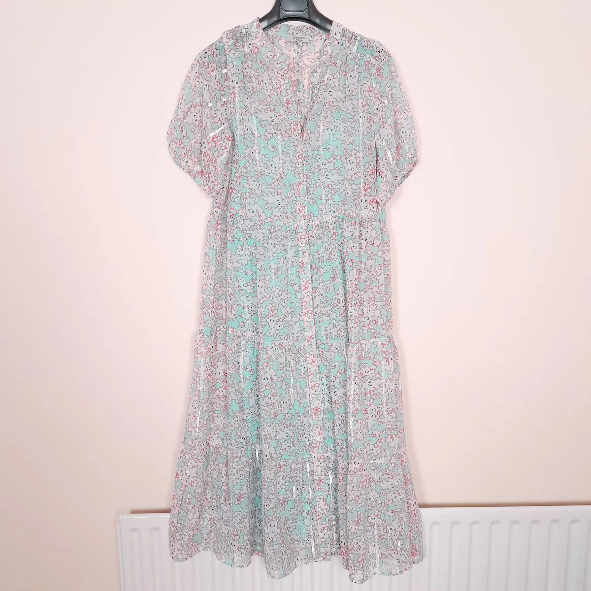 JD Williams Blue Floral Sparkly Midi Dress 14UK - Image 1