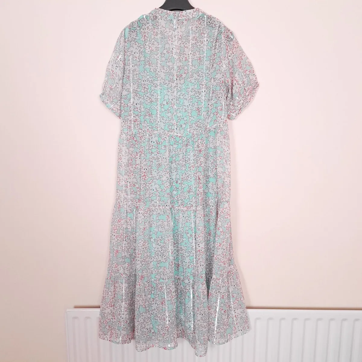 JD Williams Blue Floral Sparkly Midi Dress 14UK - Image 4