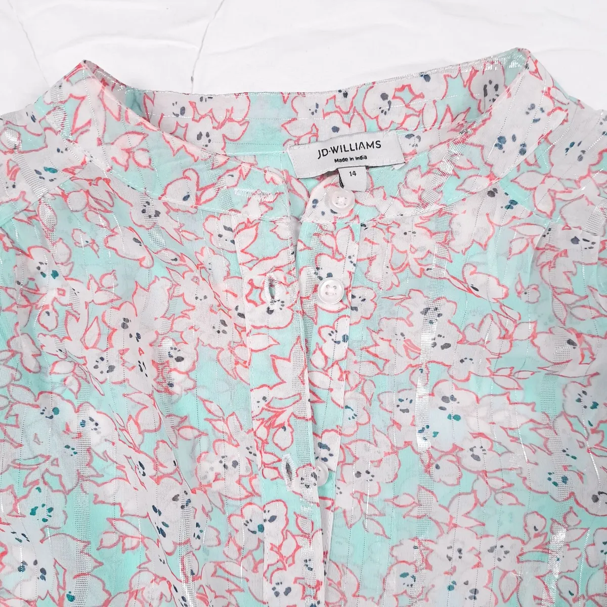 JD Williams Blue Floral Sparkly Midi Dress 14UK - Image 3