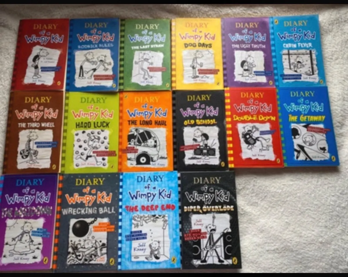 collection of "Diary of a Wimpy Kid" books by Jeff