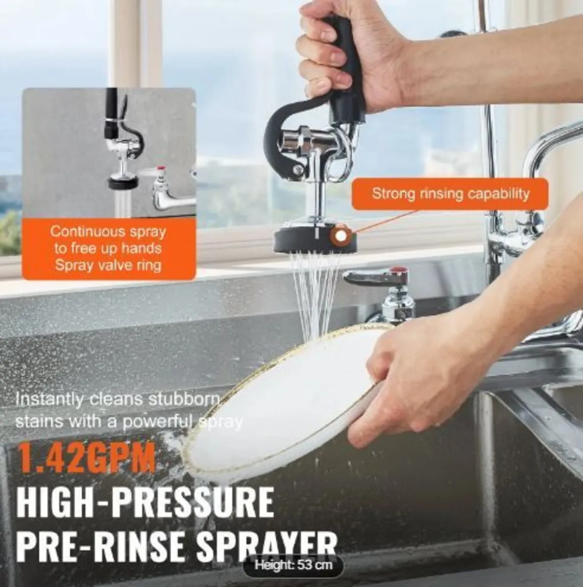 Commercial Faucet with Pre-Rinse Sprayer - Image 2
