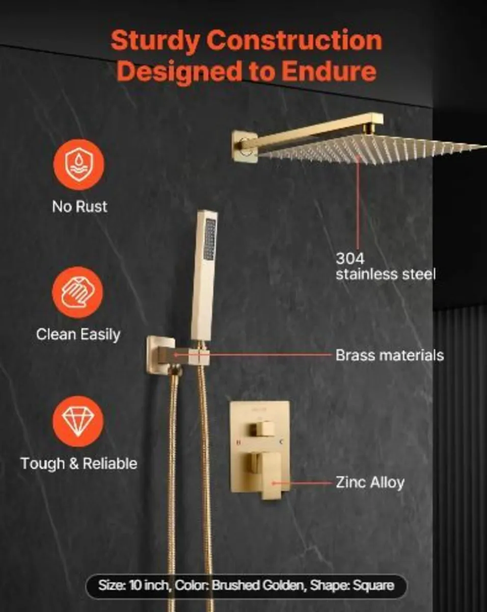 Shower Faucet Set, Rainfall Bathroom Shower - Image 2