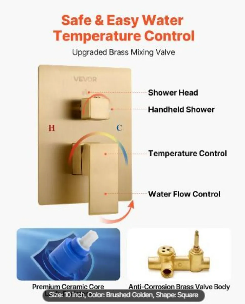 Shower Faucet Set, Rainfall Bathroom Shower - Image 3