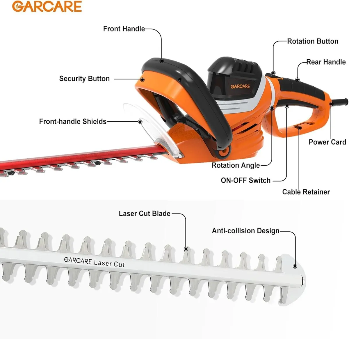Electric Hedge Trimmer Corded 4.8amp 24inch - Image 2