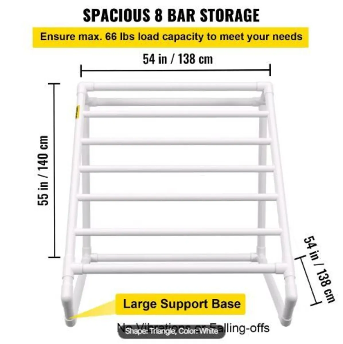 Pool Towel Rack, 8 Bar, White, Freestanding - Image 3