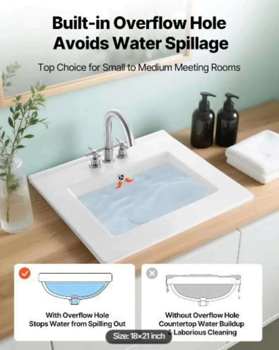Semi Recessed Bathroom Sink, 510 x 465 mm - Image 2