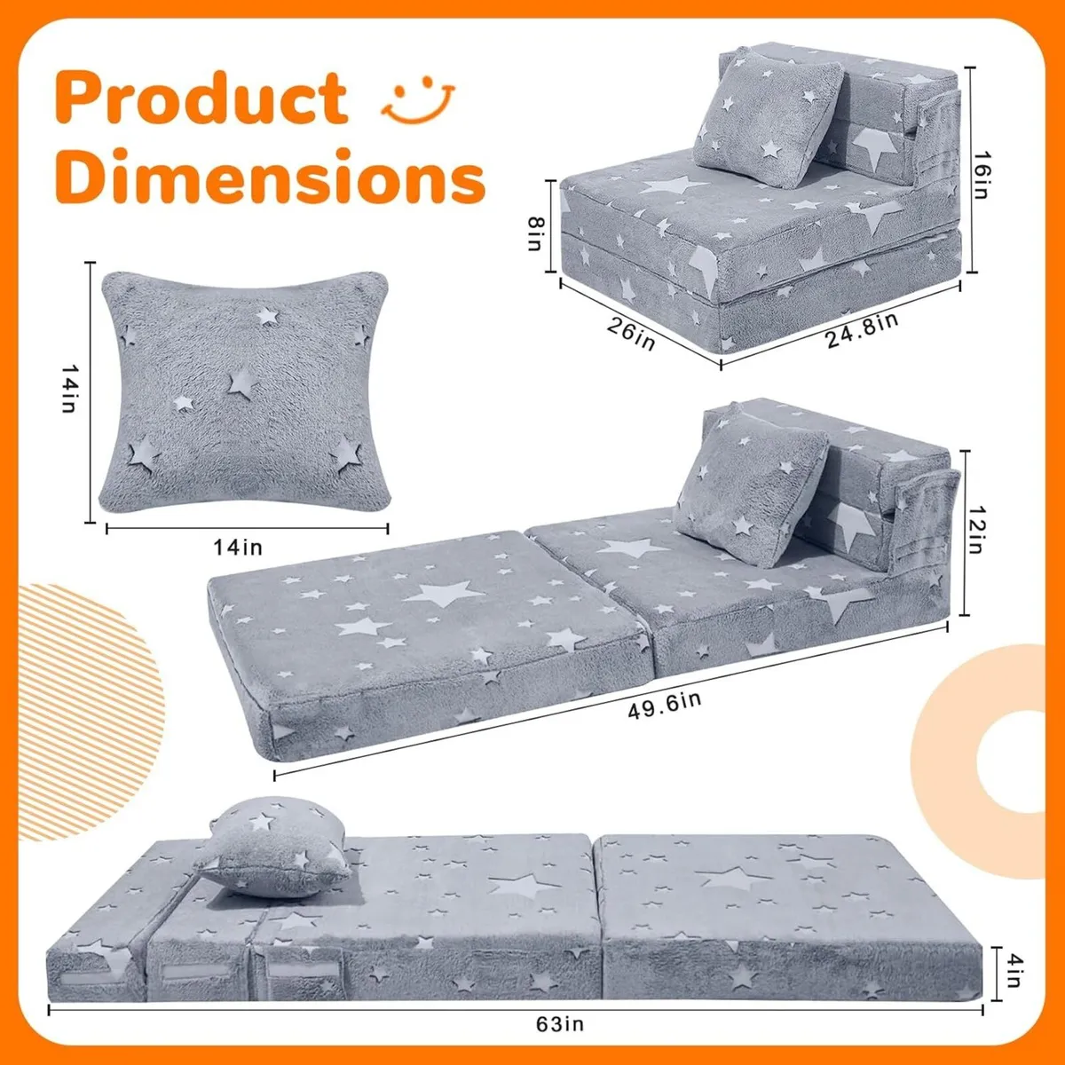 Kids Sofa Bed Toddler Folding Floor Mattress Glow - Image 2