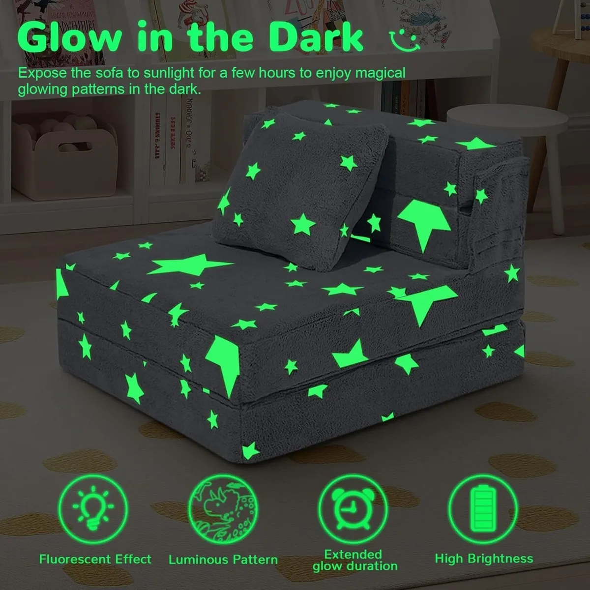 Kids Sofa Bed Toddler Folding Floor Mattress Glow - Image 4