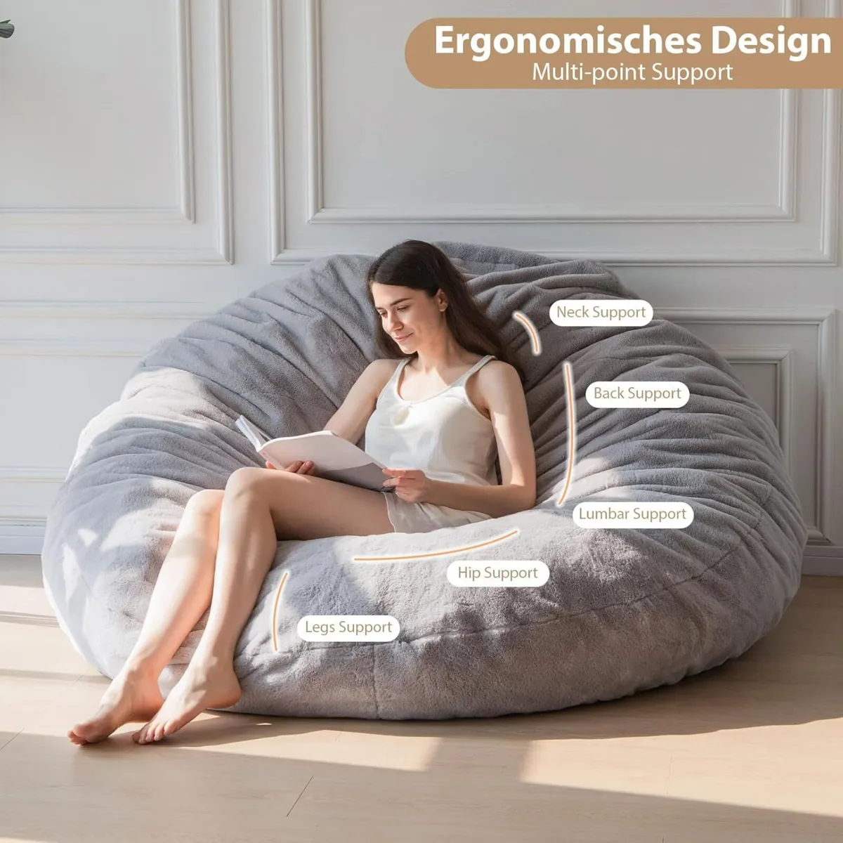 Bean Bag Bed Convertible Folds From Chair to - Image 4