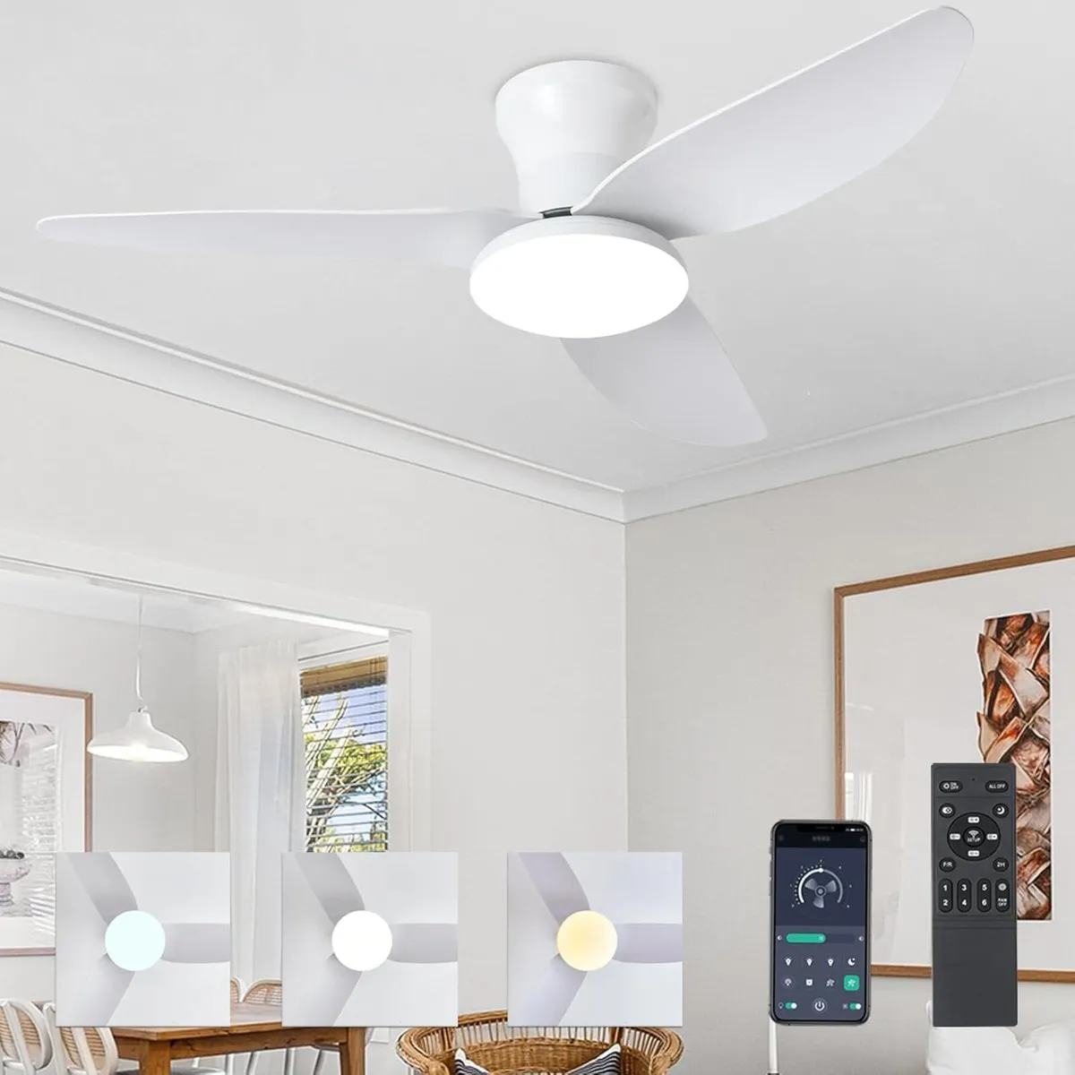 40" Ceiling Fans with Lights and Remote 6 - Image 1
