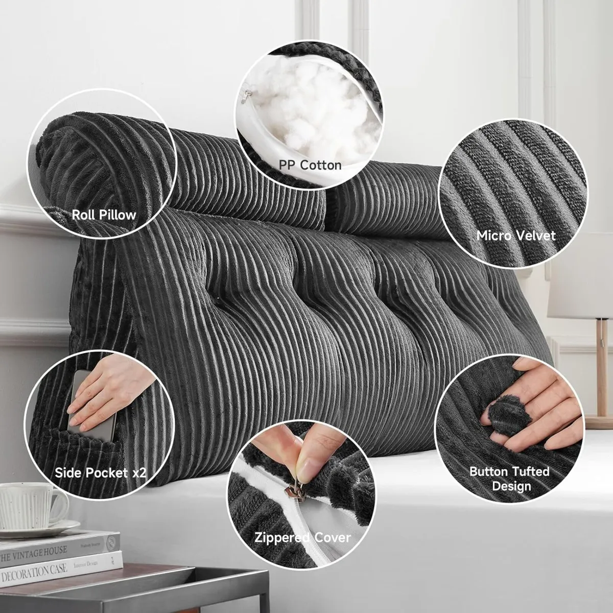 Large Wedge Back Pillows Headboard Triangular - Image 4