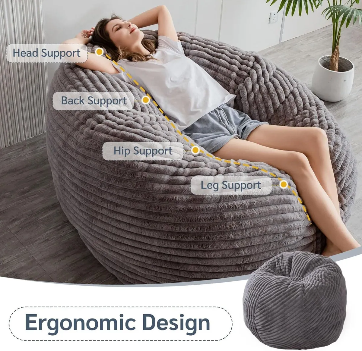 Giant Bean Bag Bed Square Chair Large Sofa - Image 3