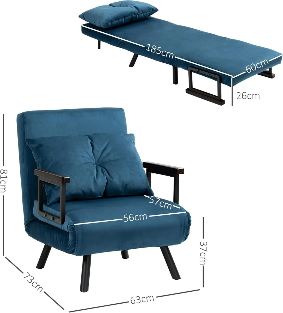 Chair Bed Click Clack Convertible Settee Modern - Image 3