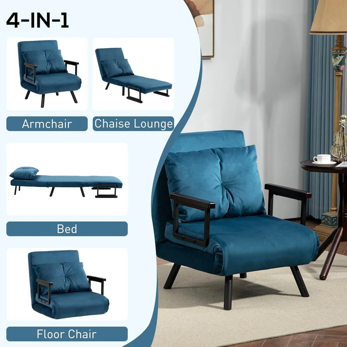 Chair Bed Click Clack Convertible Settee Modern - Image 4