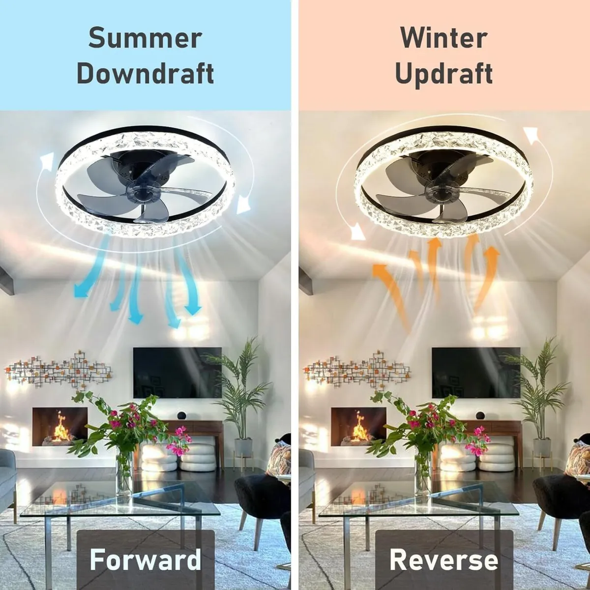 20" Modern LED Ceiling Fan with Lights Dimmable - Image 4