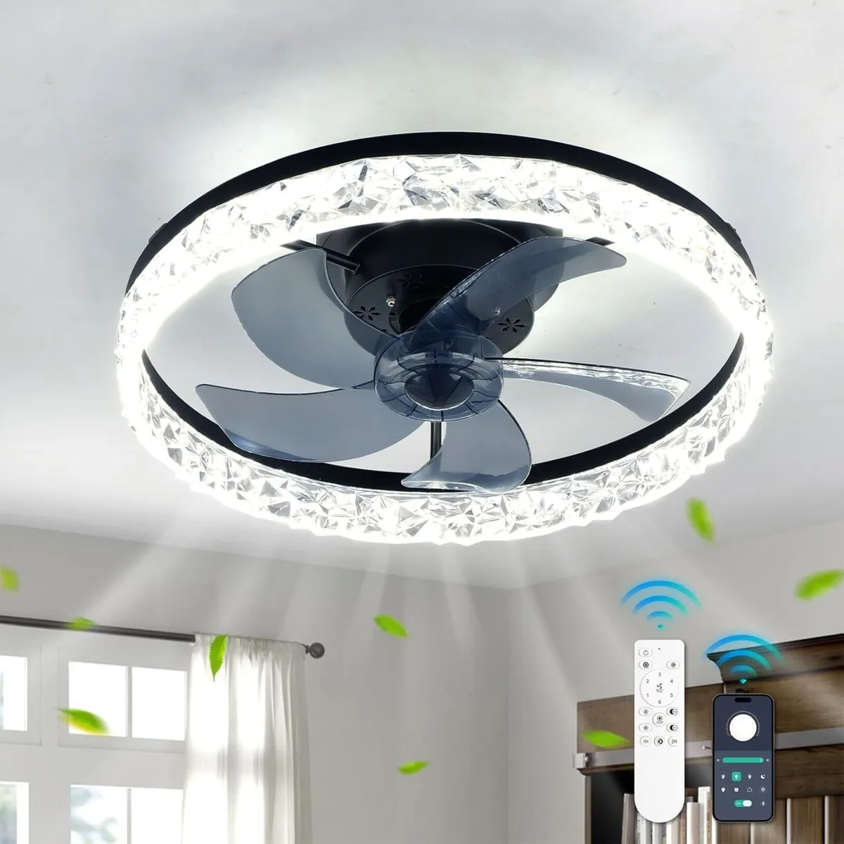 20" Modern LED Ceiling Fan with Lights Dimmable - Image 1