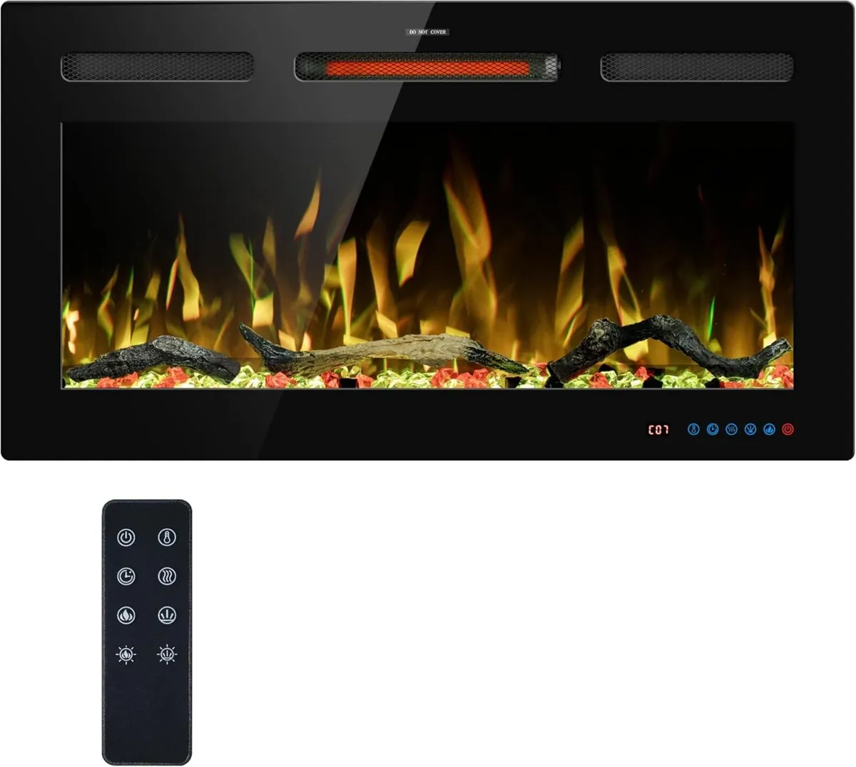 91.5CM Wifi Electric Fireplace Inserts Recessed - Image 1
