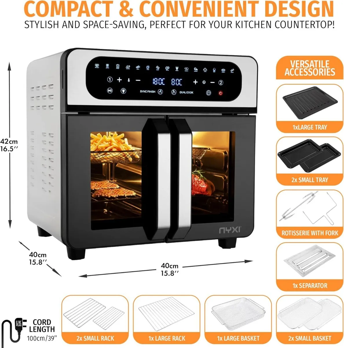 Nyxi 20L Air Fryer Oven with Dual French - Image 2