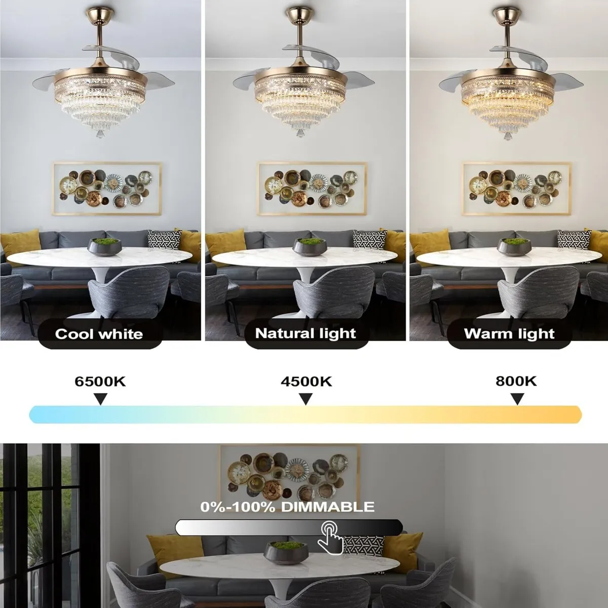 42" Dimmable LED Fandelier with Light Modern - Image 4