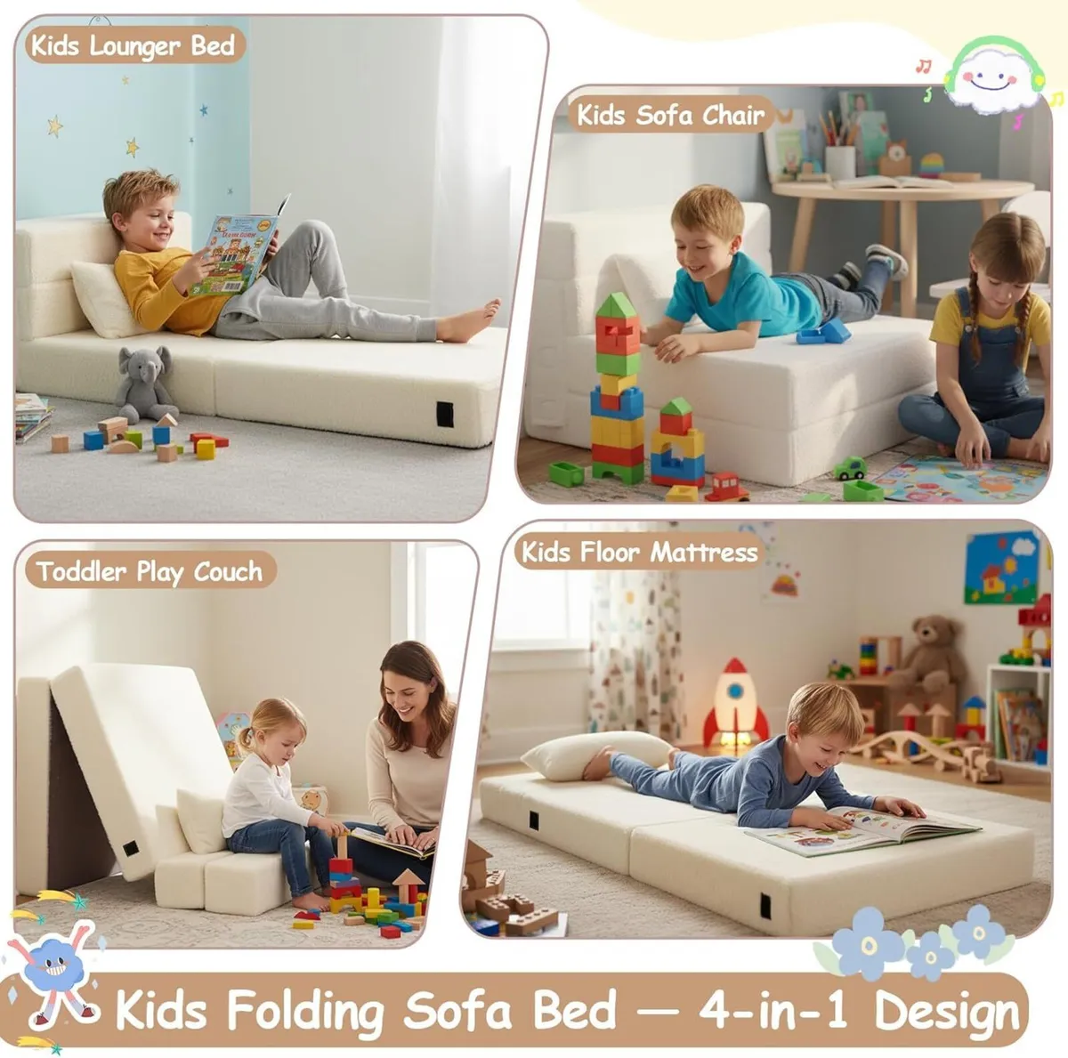 Kids Sofa Bed Toddler Floor Mattress Glow - Image 4