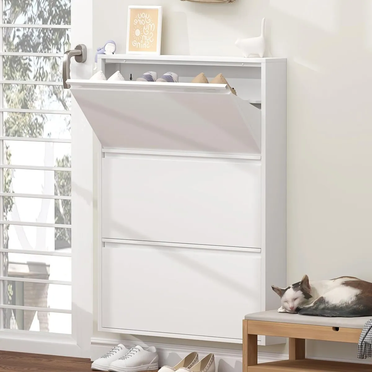 Shoe Cabinet Storage for Entryway Narrow Slim - Image 1