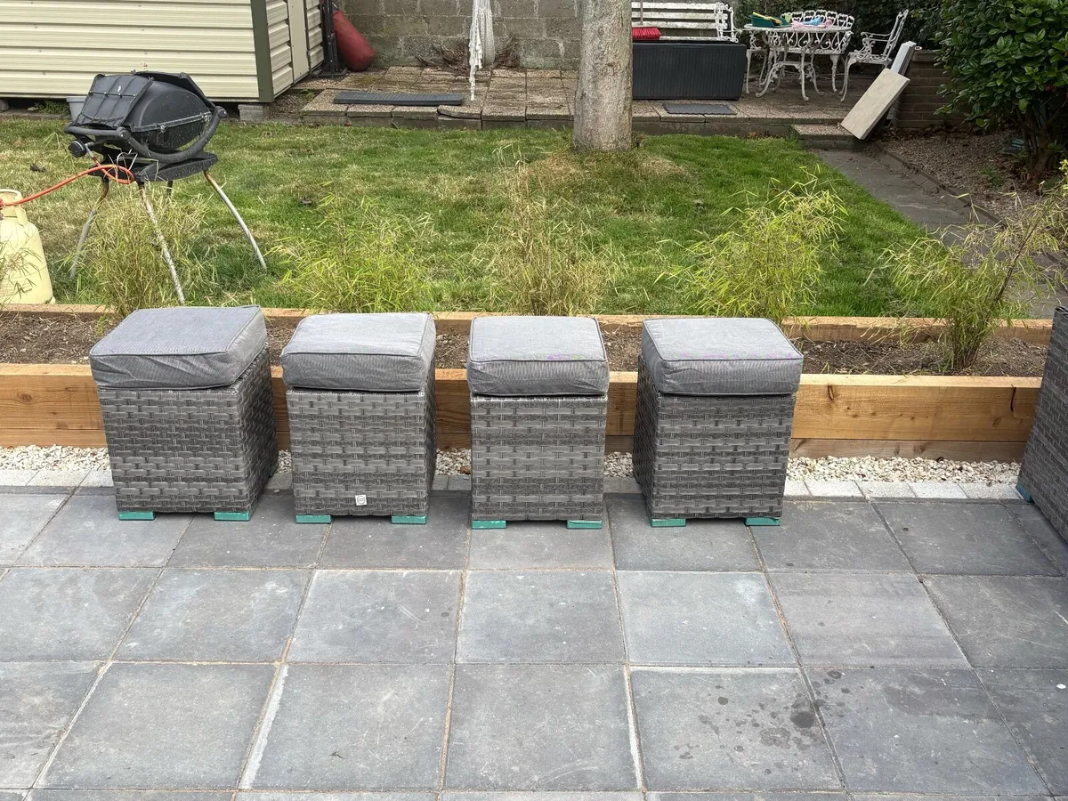 Outdoor Living Rattan Outdoor Garden Stools x 2 - Image 1