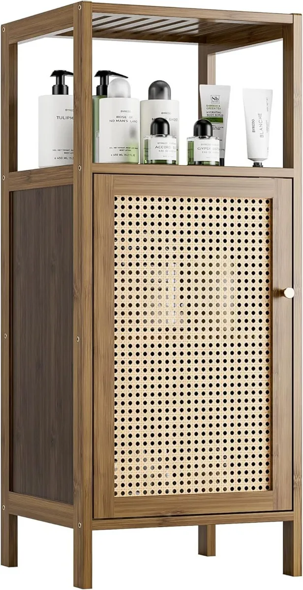 Bamboo Floor Standing Small Bathroom Cabinet - Image 1