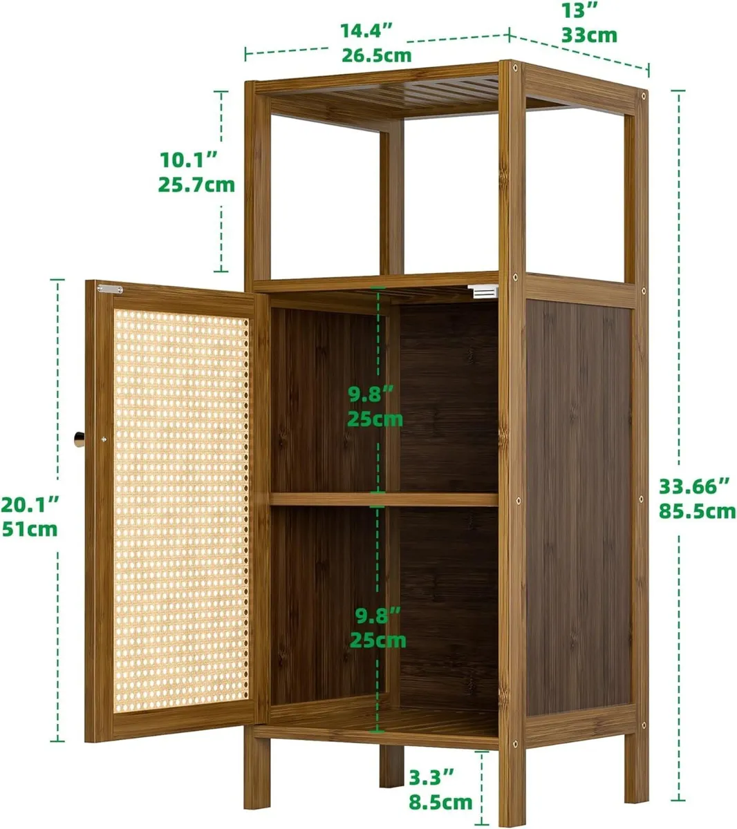 Bamboo Floor Standing Small Bathroom Cabinet - Image 3