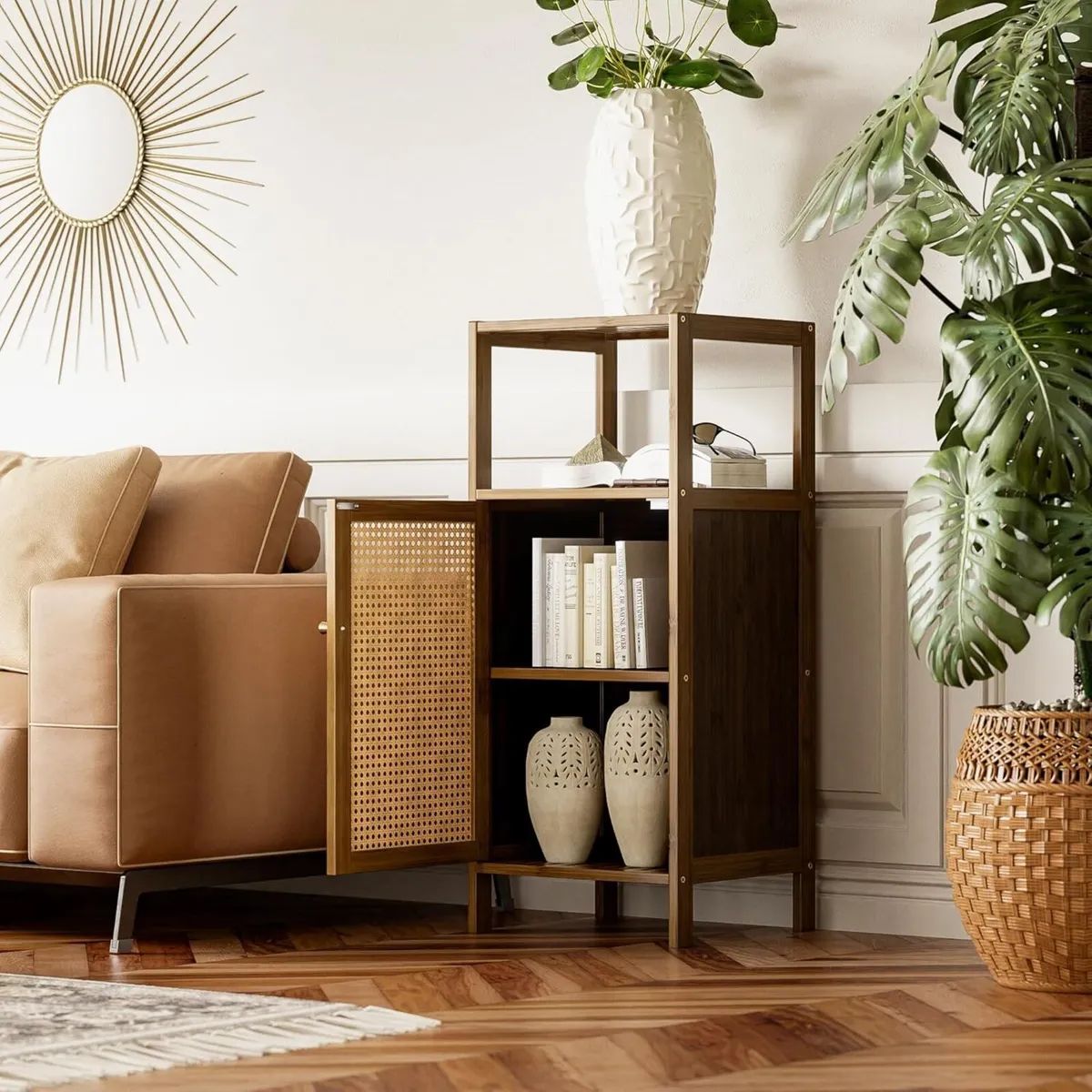 Bamboo Floor Standing Small Bathroom Cabinet - Image 4