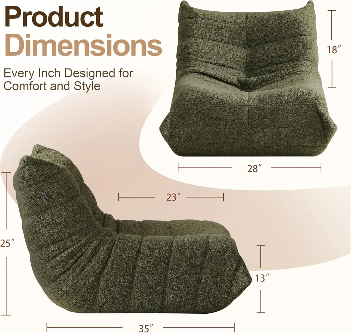 Comfy Bean Bag Chair for Adults Teens Fireside - Image 2