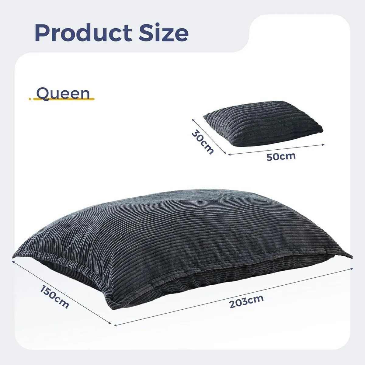 Giant Bean Bag with Pillow Soft Corduroy - Image 2