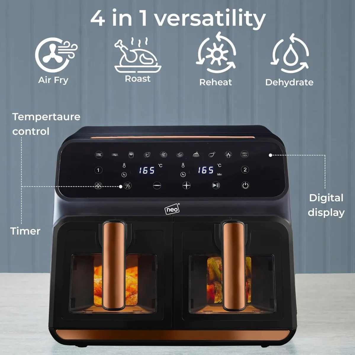 Neo Copper Dual Twin Zone Double Drawer Glass - Image 4