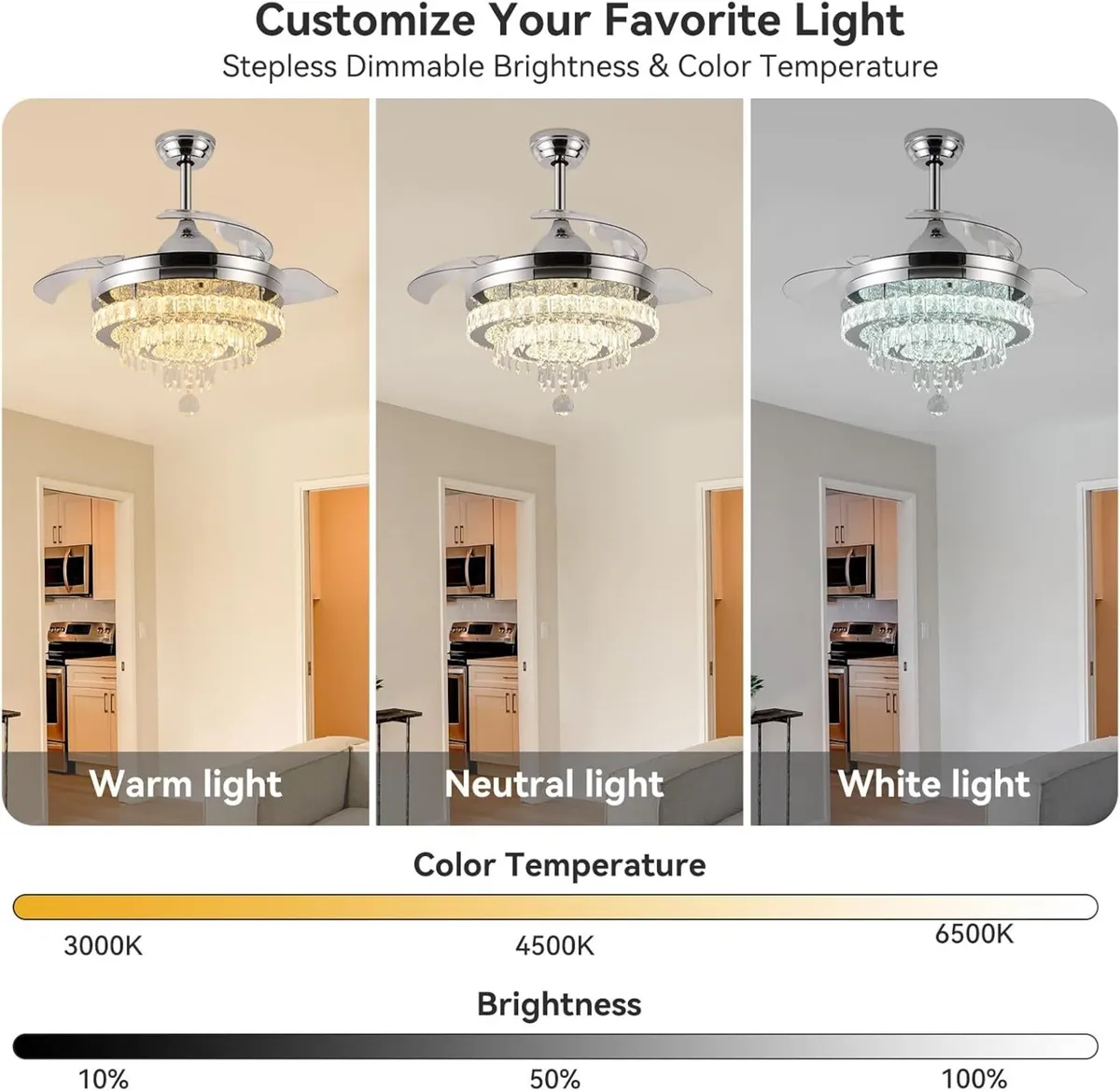 Modern Crystal Chandelier Ceiling Fan with Light - Image 3