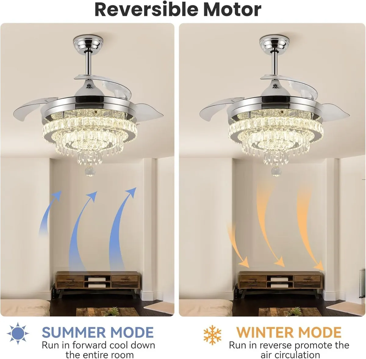 Modern Crystal Chandelier Ceiling Fan with Light - Image 4