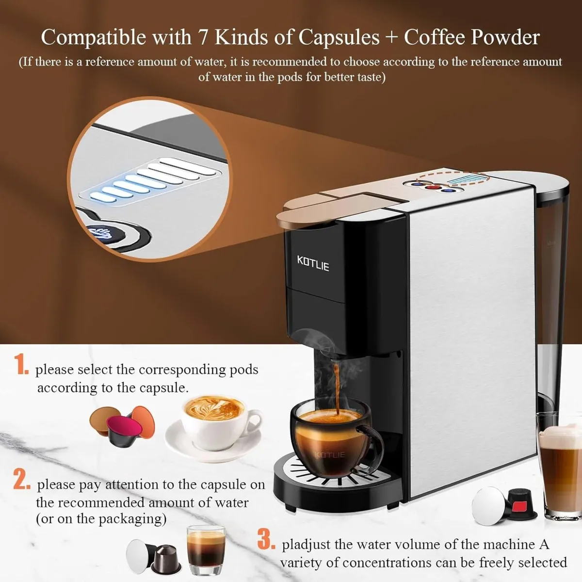 5 in 1 Espresso Single Serve Coffee Machine - Image 3