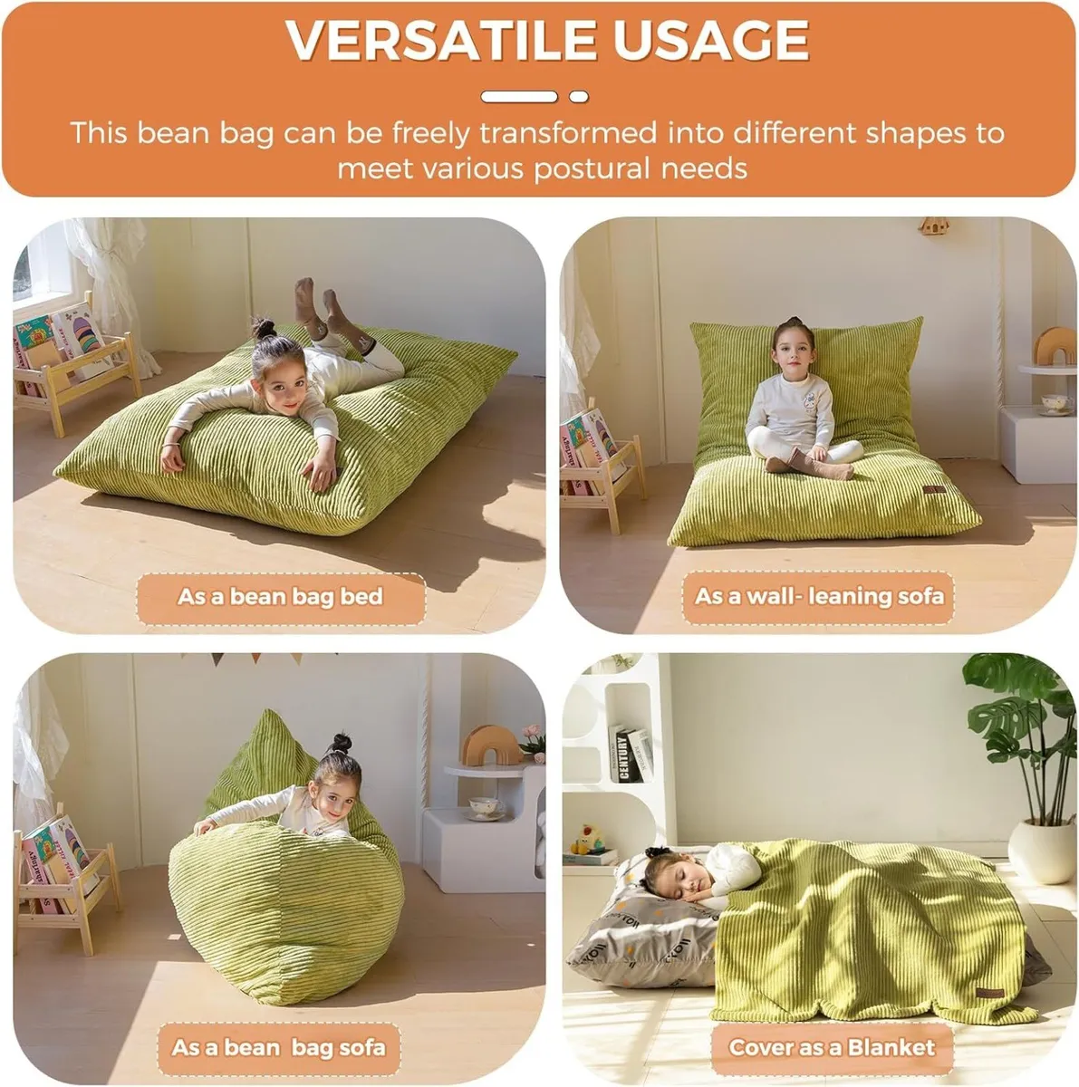 Bean Bag Beanbag Chair Soft Corduroy - Image 3