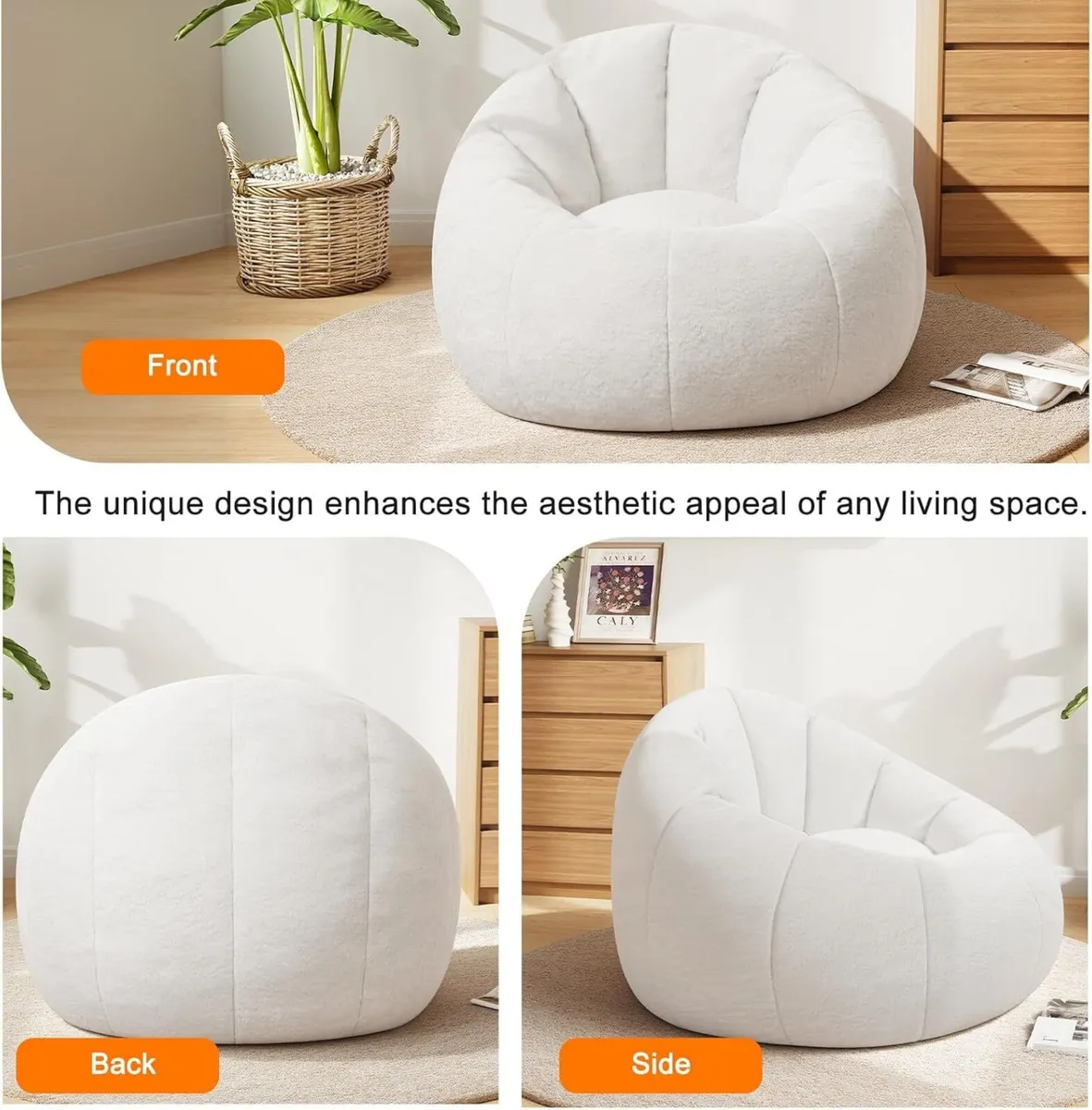 Large Bean Bag Chair for Adults Round Plush - Image 4