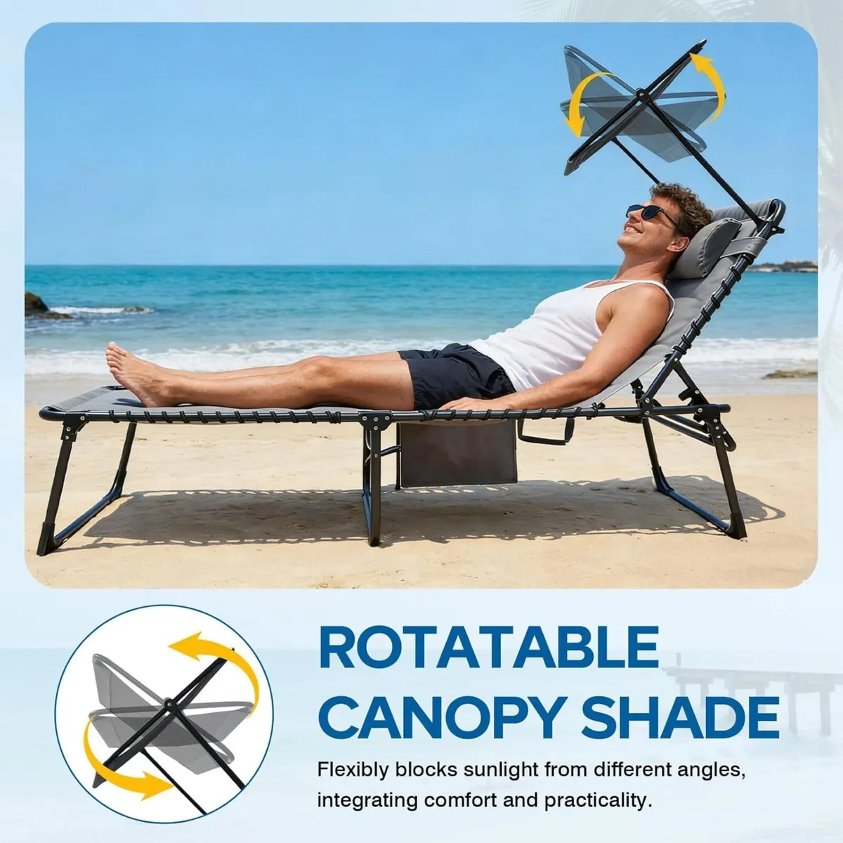 5-Position Adjustable Folding Lounge Chair - Image 3