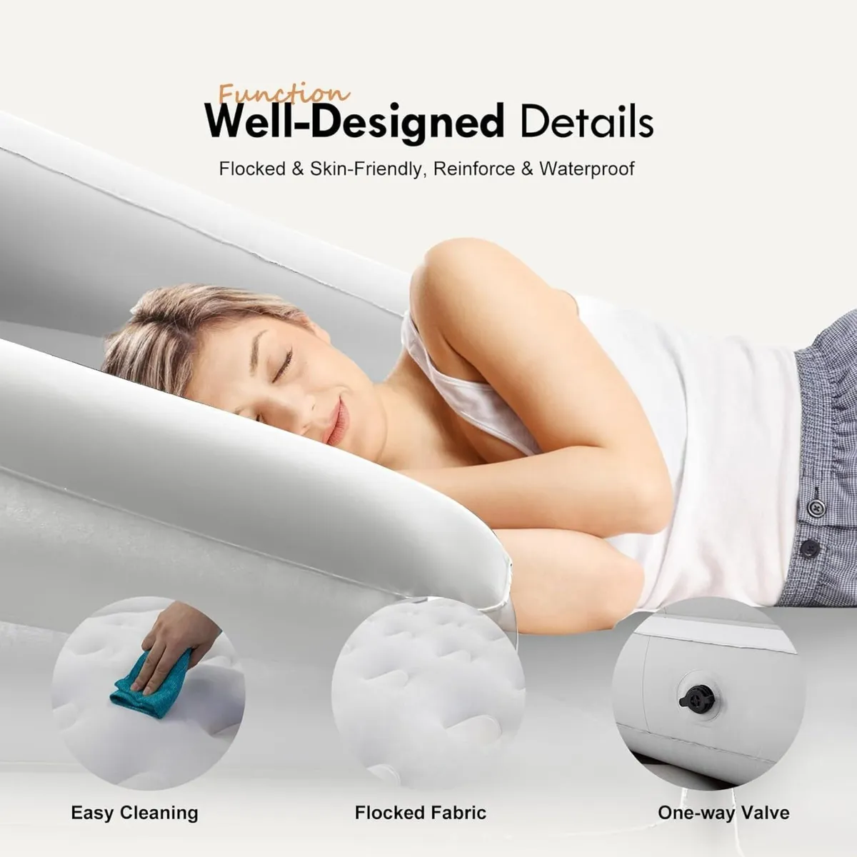 Sofa Bed Flocked Couches Air Mattress Size Armrest - Image 4