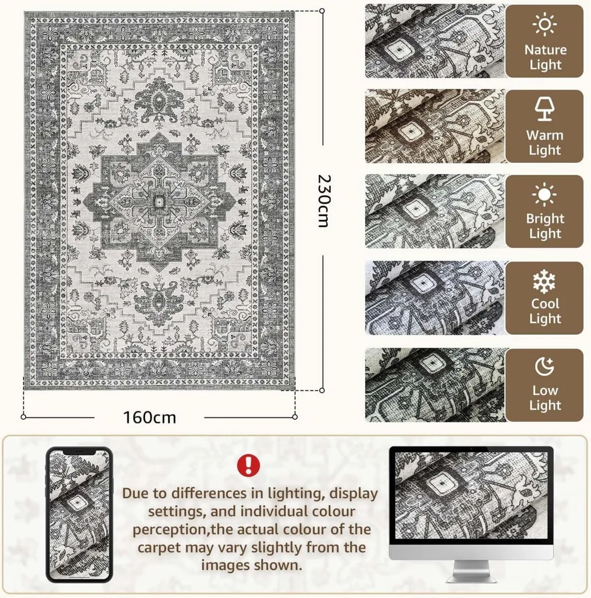 Vintage Rugs Living Room Large Soft Cashmere - Image 2