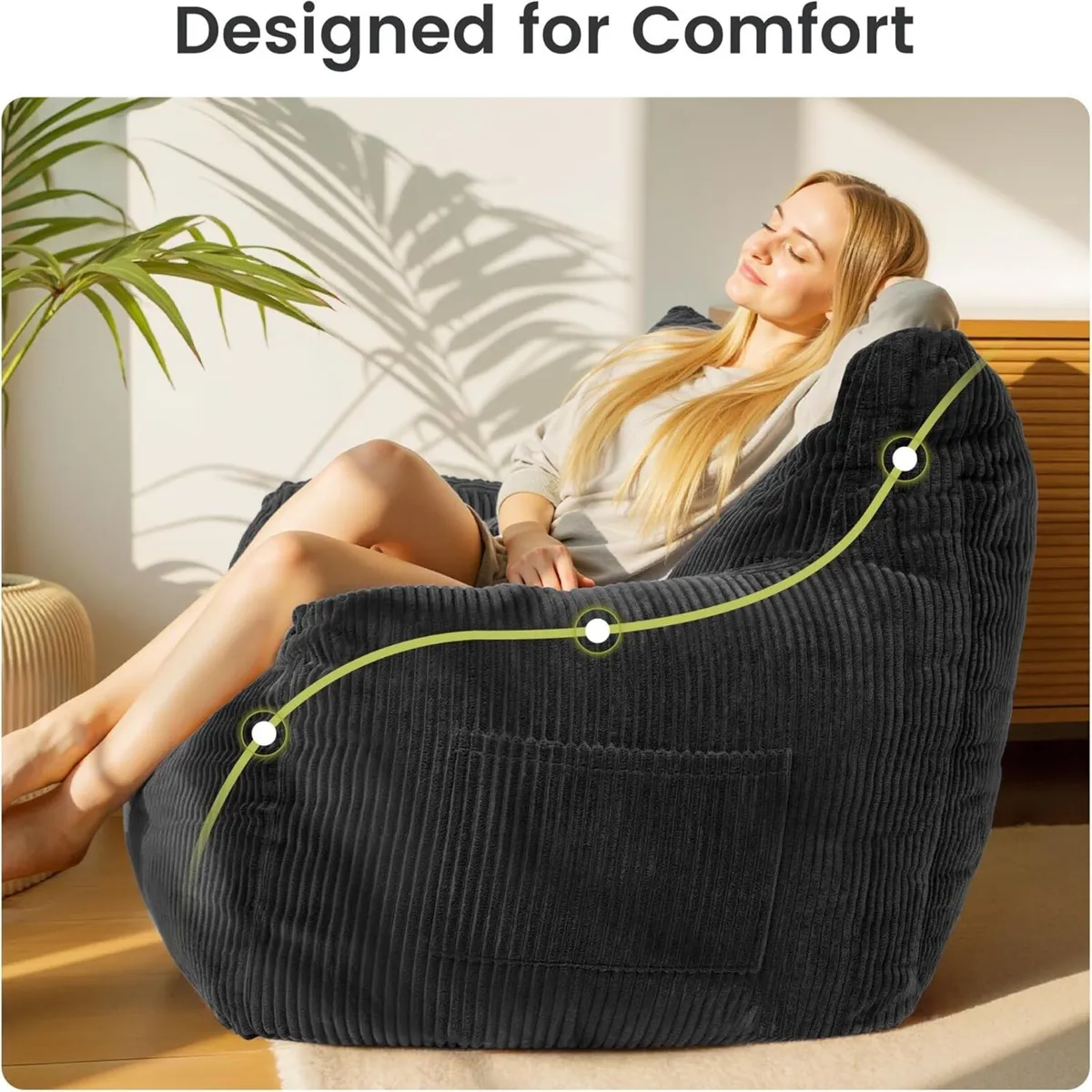Bean Bag Chair 2 Seater Adult with Sponge - Image 4