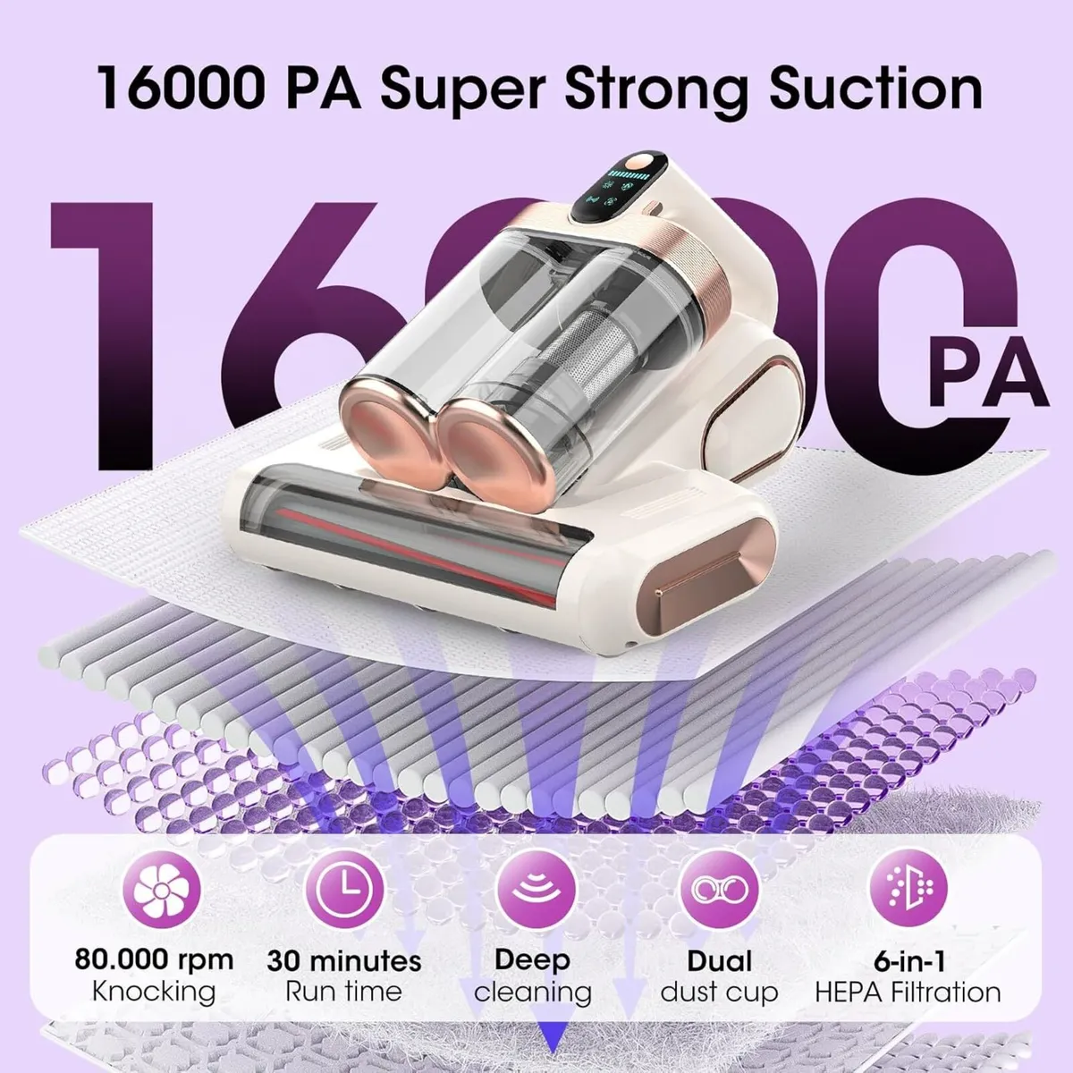 Bed Mattress Vacuum Cleaner Cordless 16kpa - Image 2